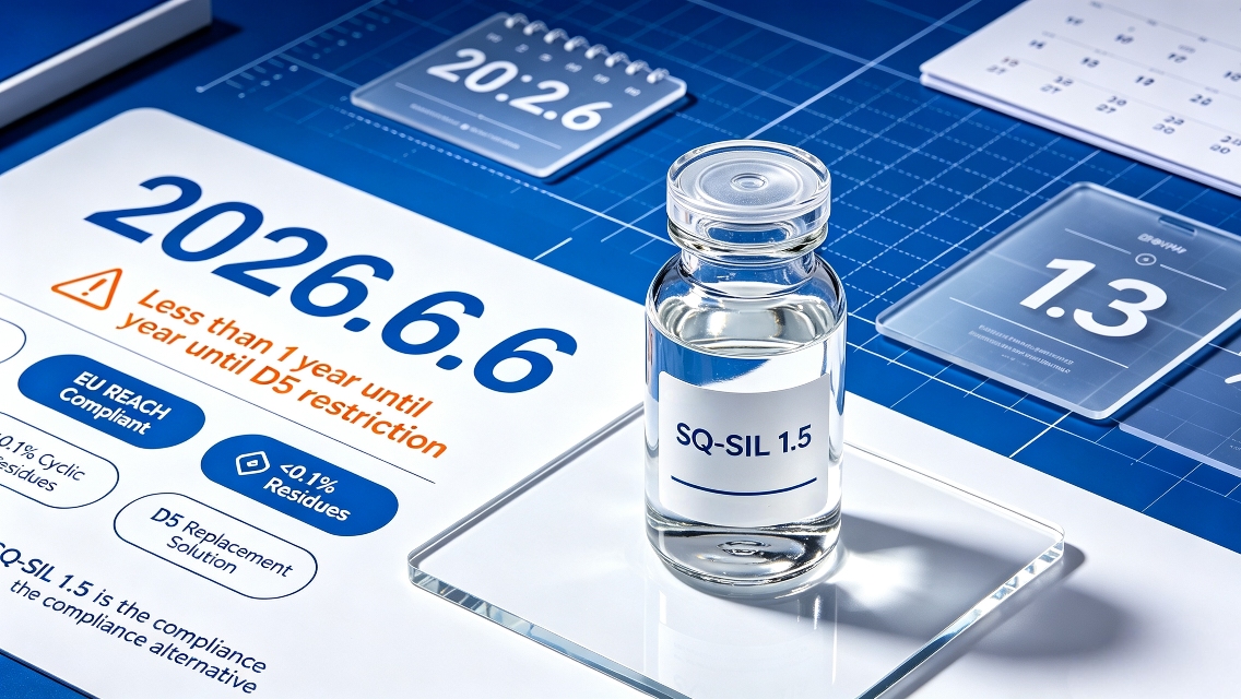 SQ-SIL 1.5 (Dimethicone 1.5cst) – Chất thay thế D5 có độ nhớt thấp với dư lượng chu kỳ <0,1%, tuân thủ EU, cảm giác nhẹ nhàng trên da